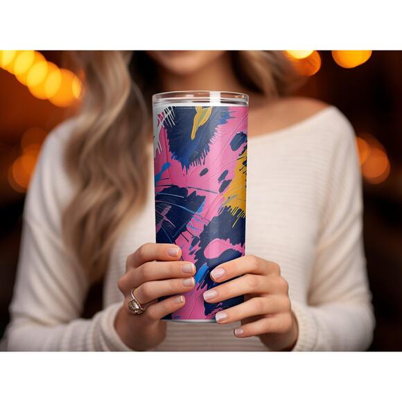 Abstract Animal Print Tumbler Wrap, Sublimation Art, Colorful Cheetah Pattern - Picture 4 of 4